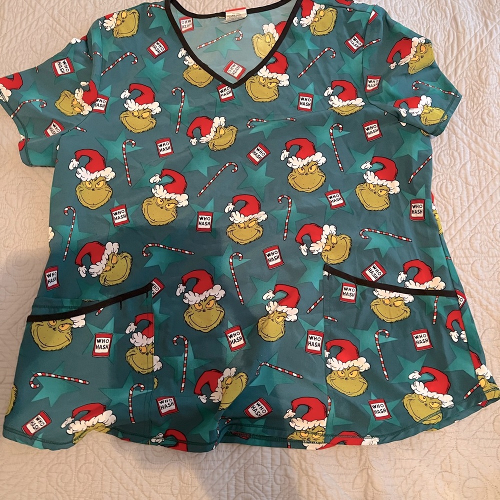 Grinch Scrub Top
